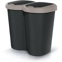 Prosperplast Corbeille Compacta B Duo marron/noir capacité 40 l un compartiment deux couvercles montage mural NDBS40-WG5C_S411