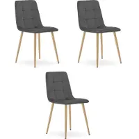 Leobert Chaise KARA - velours gris foncé / pieds en bois x 3