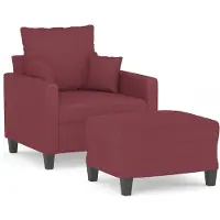 vidaXL Fauteuil avec pouf vin rouge 60 cm Tissu