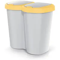Prosperplast Poubelle Compacta B Duo, jaune/ashmir Capacité 40 l un compartiment deux couvercles montage mural NDBS40-1215C_427C