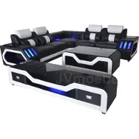 AEA 3 pcs. Set cuir canapé salon coin siège rembourré + table + RTV forme L Nouveau