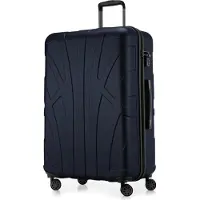 Suitline - Valise de voyage grande extensible, valise XL 4 roulettes, valise à roulettes coque rigide, trolley Hardcase Check-In Bagages 20-23 kg, sangle 158 cm, TSA,Bleu foncé