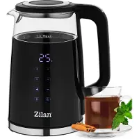 Zilan Bouilloire en verre avec réglage de la température (40°C-100°C) Bouilloire 1,7 litre Fonction maintien au chaud Écran LED avec choix de la température 2200 watts 100% SANS BPA