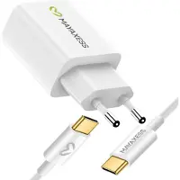 Avizar Mayaxess, adaptateur secteur 20W + câble USB-C 1m pour Galaxy S25 / Ultra / Plus / FE /Edge, blanc