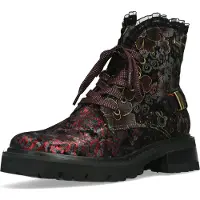 LAURA VITA Bottines en cuir pour femmes Motifs floraux et volants Kouleo 47, Taille:38 EU, Couleur:Rouge