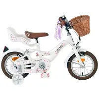 Volare Vélo pour enfants Blossom - modèle pour filles - 12 pouces - blanc - avec deux freins à main