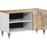 Syfax Meuble TV 80x31,5x46 cm bois massif de manguier