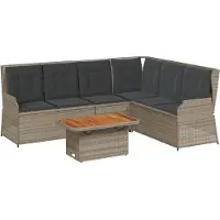 vidaXL Ensemble de salon de jardin 5 pièces avec coussins Gris Poly rotin