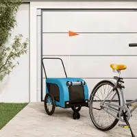 Prolenta Maison Exclusive - Remorque pour vélo, pour chiens, bleu et noir. Tissu Oxford et fer