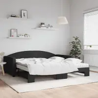 Prolenta Maison Exclusive - Canapé-lit convertible avec matelas noir 100 x 200 cm en tissu