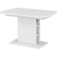 Vicco Table de salle à manger Fenaro Blanc 120-160 x 80 cm avec compartiments ouverts, Model 56486