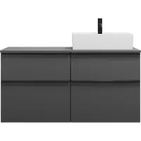 Burgbad Eqio meuble sous-lavabo avec plan de toilette, découpe à droite, 4 tiroirs, largeur 1200mm, SGUU120RF6584G0252