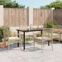 Prolenta Maison Exclusive - Ensemble à manger de jardin avec coussins 5pcs Beige poly rotin