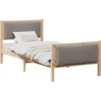 Syfax Cadre de lit avec tête de lit Taupe 90 x 200 cm tissu