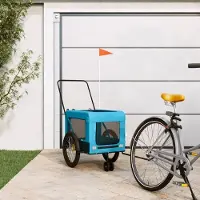 Prolenta Maison Exclusive - Remorque pour vélo, pour chiens, bleu et noir. Tissu Oxford et fer
