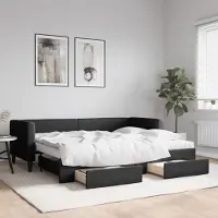 Prolenta Maison Exclusive - Lit de jour convertible avec tiroirs, noir, 80 x 200 cm, tissu