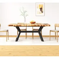 Prolenta Maison Exclusive - Table à manger en bois massif de manguier et piètement en acier, 180 cm