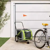 Prolenta Maison Exclusive - Remorque pour vélo pour chiens, vert et gris, en tissu Oxford et fer