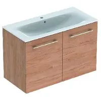 Geberit Selnova Square - Armoire lavabo 635x988x480 mm, avec lavabo, 2 portes, noyer caryer clair 501.263.00.1