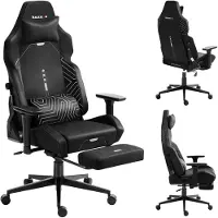 Huzaro Chaise de jeu Force 8.1 Black - Chaise pivotante ergonomique avec système BackBalance, accoudoirs 3D et repose-pieds