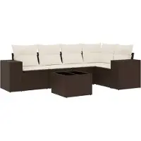 Syfax Salon de jardin avec coussins 6 pcs marron résine tressée