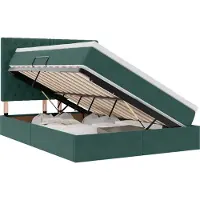 Syfax Lit avec rangement et matelas Vert foncé 140 x 200 cm Velours
