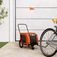 Prolenta Remorque de vélo exclusive - pour chiens, couleurs orange et noir. Fabriquée en tissu Oxford et en fer