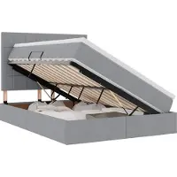 vidaXL Lit coffre à LED avec matelas, gris clair, 140 x 190 cm, tissu
