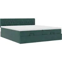 Syfax Cadre de lit ottoman avec matelas vert foncé 200x200 cm velours