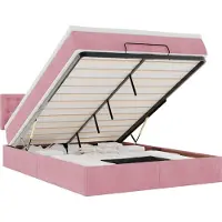 vidaXL Ottoman-lit avec matelas rose 140x200 cm velours