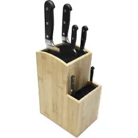 Relaxdays Bloc à couteaux vide, en bambou, avec insert en brosse, 2 étages, L x l x H : 25,5 x 11,5 x 18 cm, porte-couteaux, naturel/noir