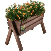 KOTARBAU Bac à fleurs sur pieds 40,5 x 18 x 28,5 cm Brun Herbes aromatiques Bac à plantes en bois pour terrasse et balcon Bac à légumes en hauteur