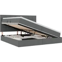 Syfax Lit de rangement LED avec matelas Gris foncé 200 x 200 cm Tissu