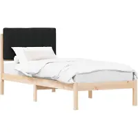 Syfax Cadre de lit avec tête de lit rembourrée Noir 75 x 190 cm