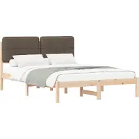 Syfax Cadre de lit avec tête de lit rembourrée Taupe 135 x 190 cm