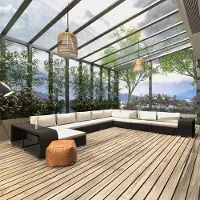Prolenta Maison Exclusive - Ensemble de salon de jardin 11 pièces avec coussins, en rotin synthétique noir