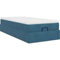 Syfax Cadre de lit ottoman avec matelas bleu foncé 90x190 cm velours