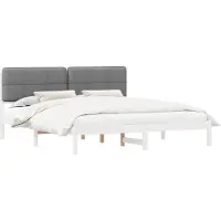 Syfax Cadre de lit avec tête de lit rembourrée Taupe 200 x 200 cm