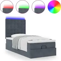 Syfax Cadre de lit ottoman avec matelas gris foncé 100x200 cm velours