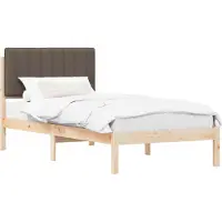 Syfax Cadre de lit avec tête de lit rembourrée Taupe 90 x 190 cm