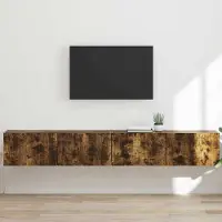Syfax Meuble TV mural 2 pcs Chêne fumé 98 x 31 x 29,5 cm