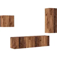 Syfax Meuble TV Montage mural 4 pcs Bois Ancien Bois d'ingénierie