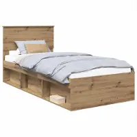 Syfax Cadre de lit Chêne artisan 100 x 200 cm Bois d'ingénierie