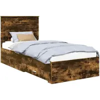 Syfax Cadre de lit Chêne Fumé et Argent 75 x 190 cm Bois d'ingénierie