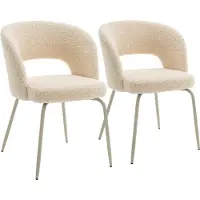 Happy Garden Lot de 2 chaises en tissu boucle beige FLAVIA