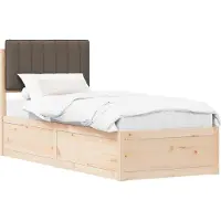 Syfax Cadre de lit avec tête de lit rembourrée Taupe 80 x 200 cm