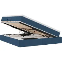 Syfax Lit avec rangement et matelas Bleu 180 x 200 cm Polyester