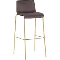 CLP Tabouret de bar Hoover en velours, piètement à quatre pieds doré, couleur : vert