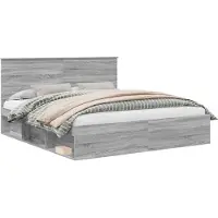 Syfax Cadre de lit Gris Sonoma 200 x 200 cm Bois de pin massif