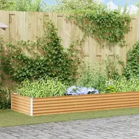Prolenta Maison Exclusive - Jardinière surélevée, couleur marron clair, 970 x 100 x 36 cm, en acier galvanisé